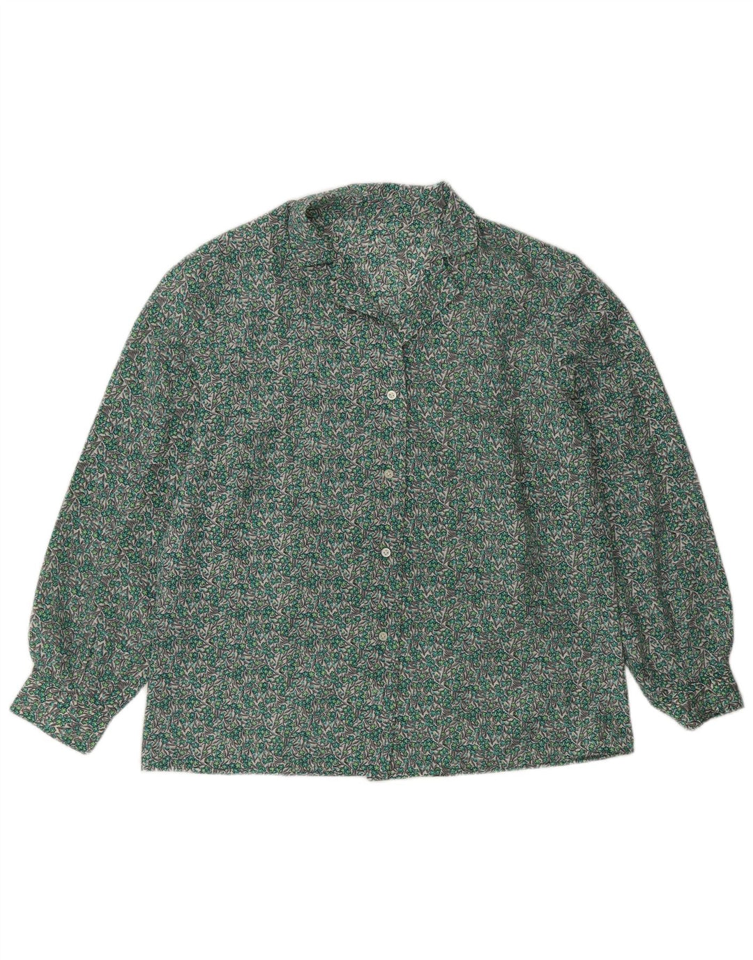 VINTAGE Womens Shirt UK 16 Large Green Floral