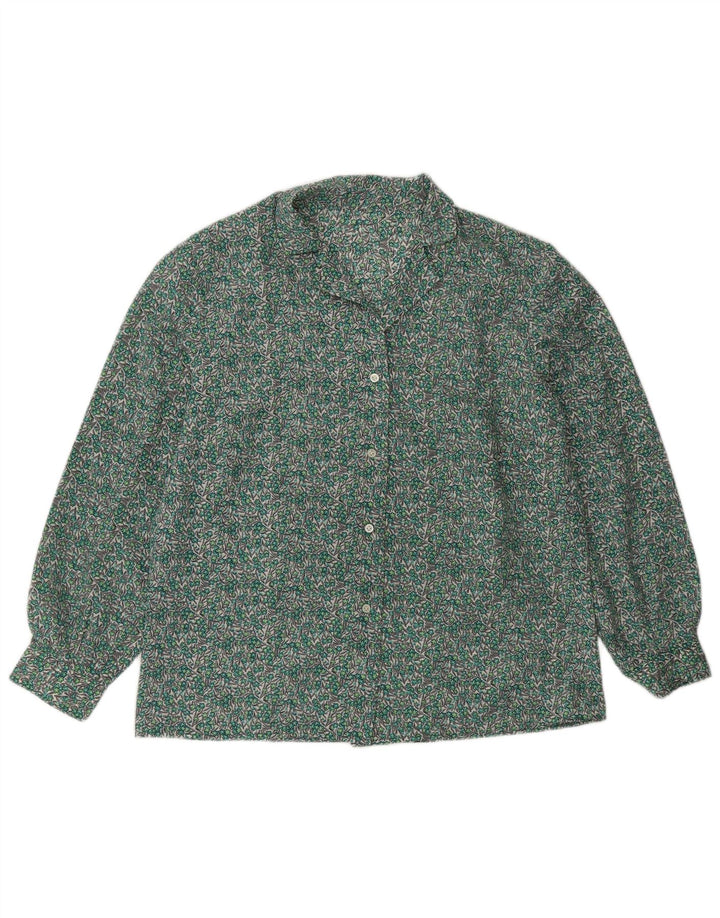VINTAGE Womens Shirt UK 16 Large Green Floral