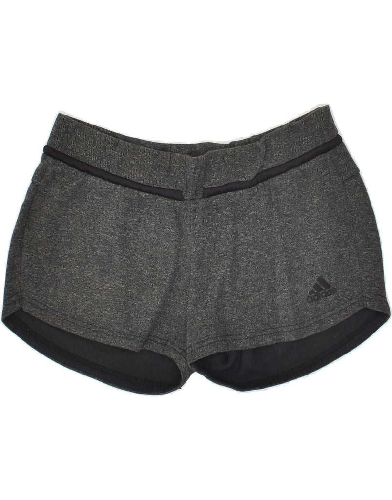 ADIDAS Womens Graphic Sport Shorts UK 12/14 Medium Grey Cotton | Vintage Adidas | Thrift | Second-Hand Adidas | Used Clothing | Messina Hembry 