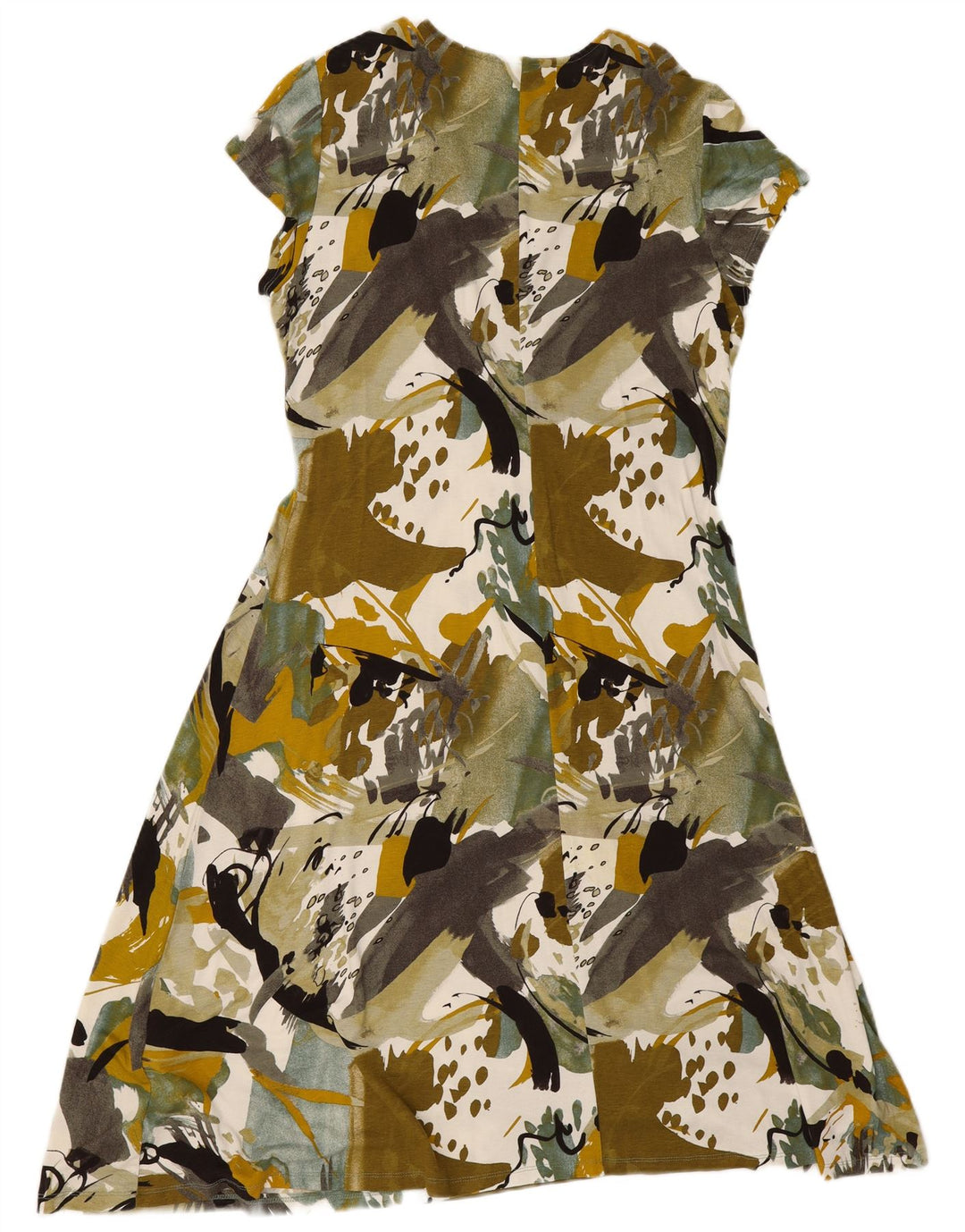 Wallis Womens Abstract Pattern A-Line Dress UK 16 Large Green Viscose