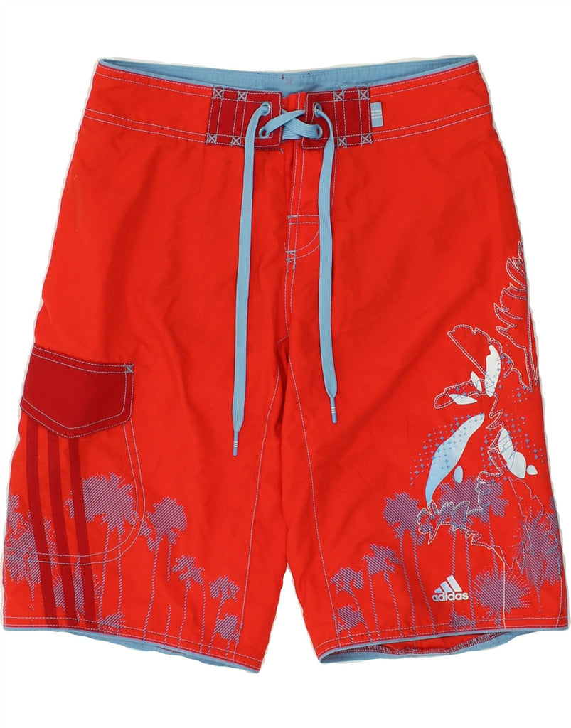 ADIDAS Mens Graphic Swimming Shorts XS Red Polyester | Vintage Adidas | Thrift | Second-Hand Adidas | Used Clothing | Messina Hembry 