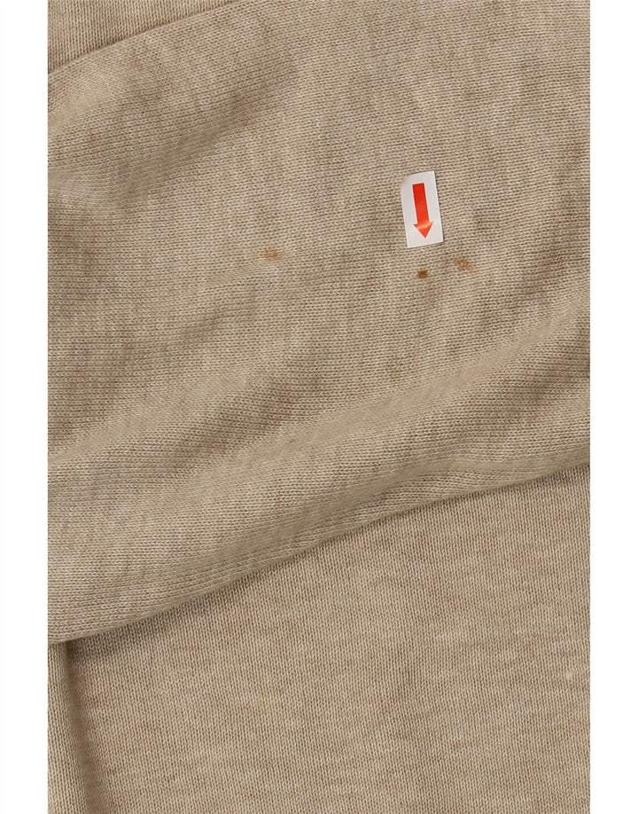 TOMMY HILFIGER Mens V-Neck Jumper Sweater Large Beige Cotton