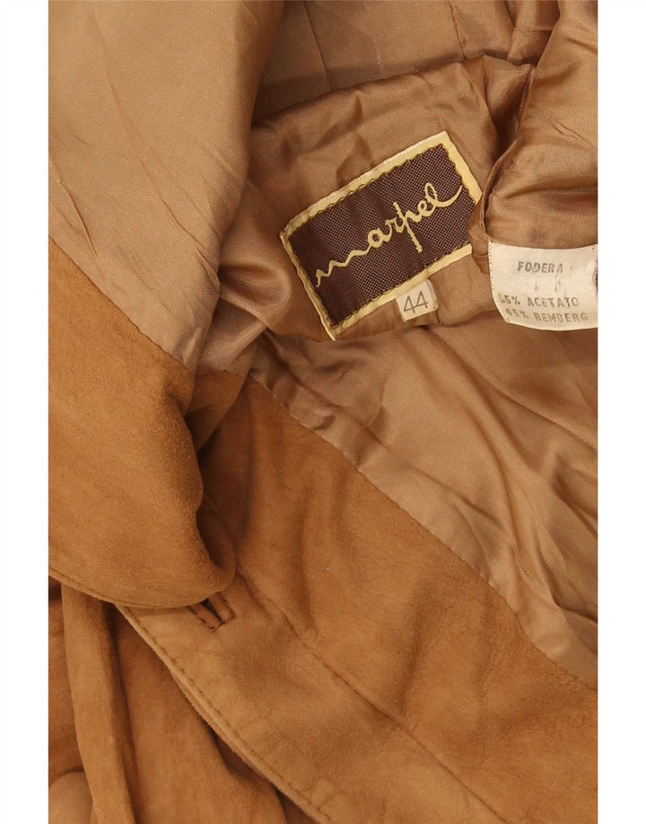 Marpel Womens Suede Jacket IT 44 Medium Beige Leather