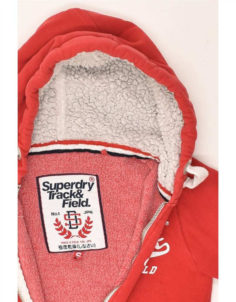 SUPERDRY Womens Graphic Zip Hoodie Sweater UK 8 Small Red Cotton | Vintage Superdry | Thrift | Second-Hand Superdry | Used Clothing | Messina Hembry 