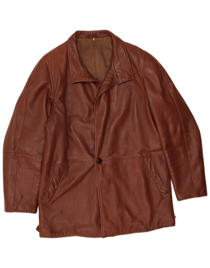 Scout Mens Leather Jacket UK 40 Large Brown