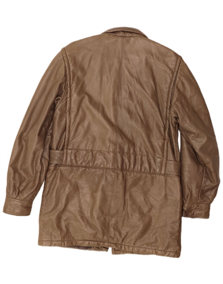 ROBRIK Mens Leather Coat IT 48 Medium Brown