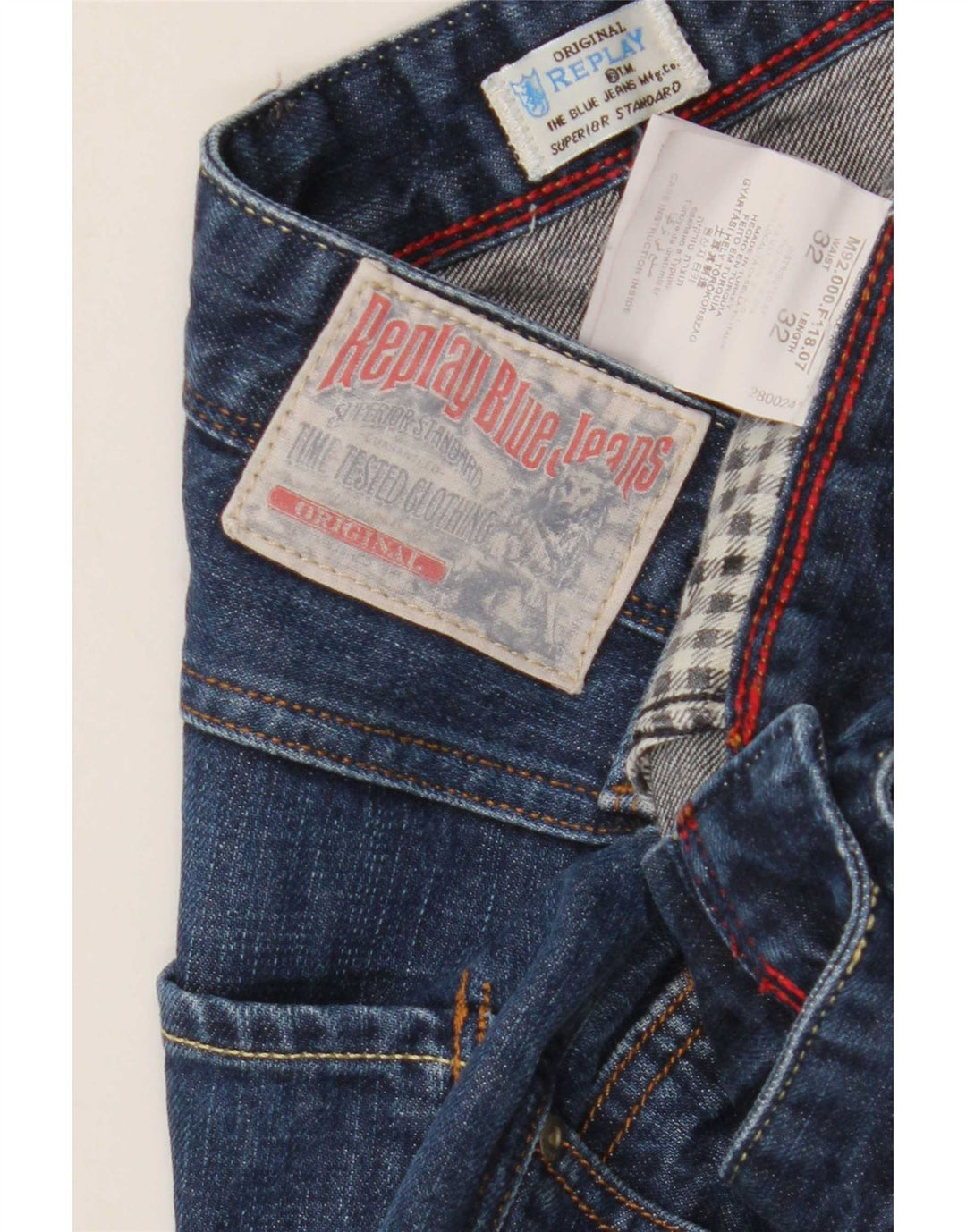 Replay Mens Slim Jeans W32 L32 Blue Cotton
