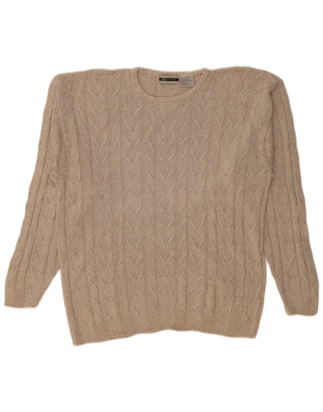 RETREAT Mens Crew Neck Jumper Sweater Large Beige Cotton