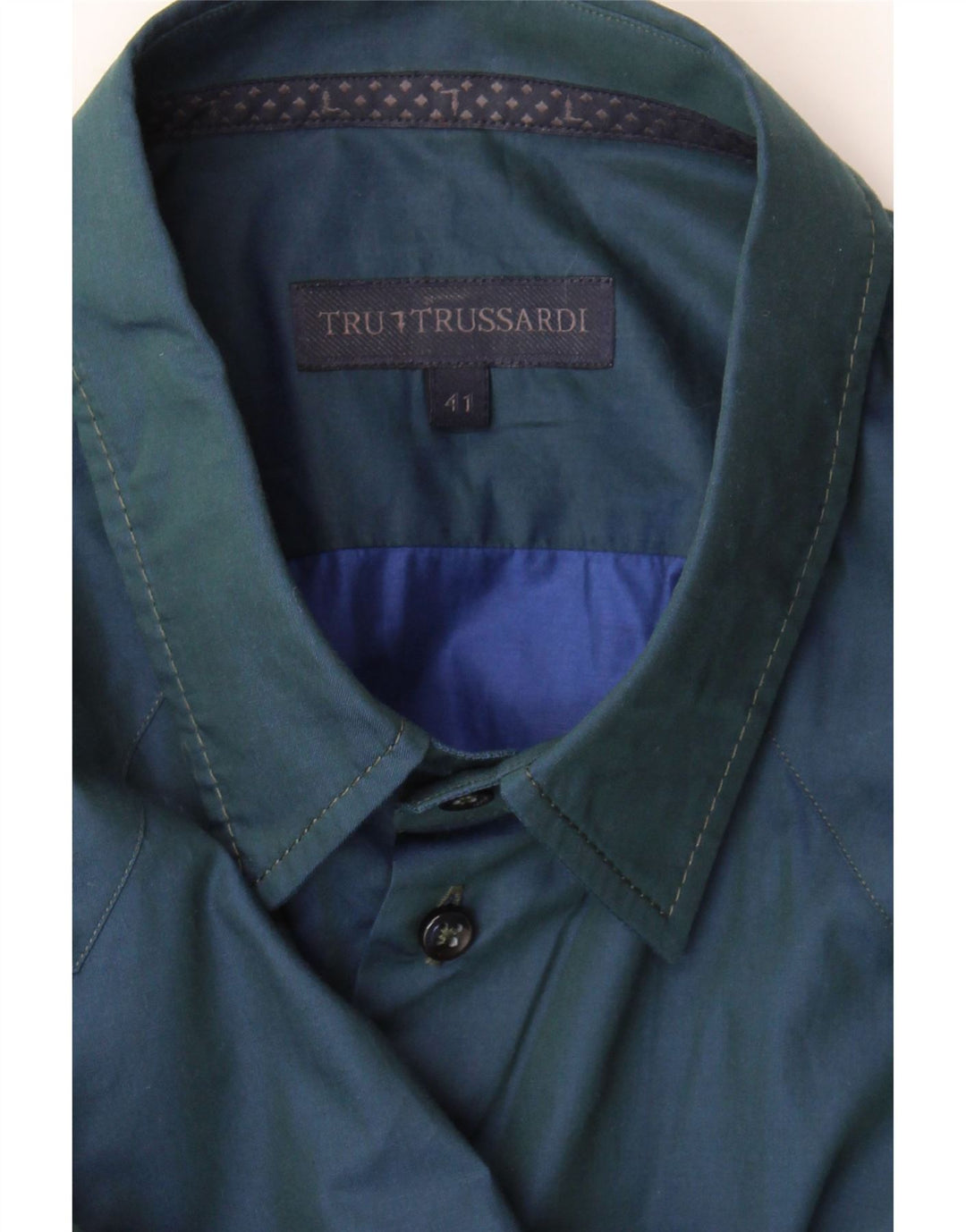 Trussardi Mens Shirt Size 41 Medium Navy Blue