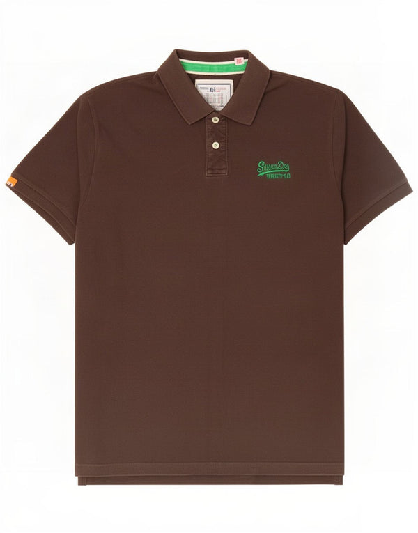 Superdry Mens Polo Shirt 2XL Brown Cotton
