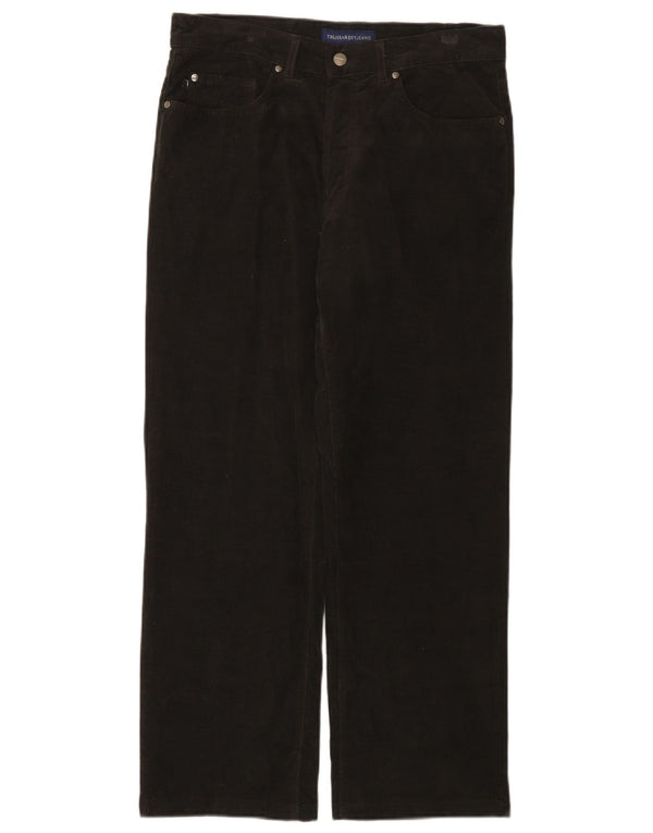 Trussardi Womens Straight Casual Trousers W33 L28 Brown Cotton
