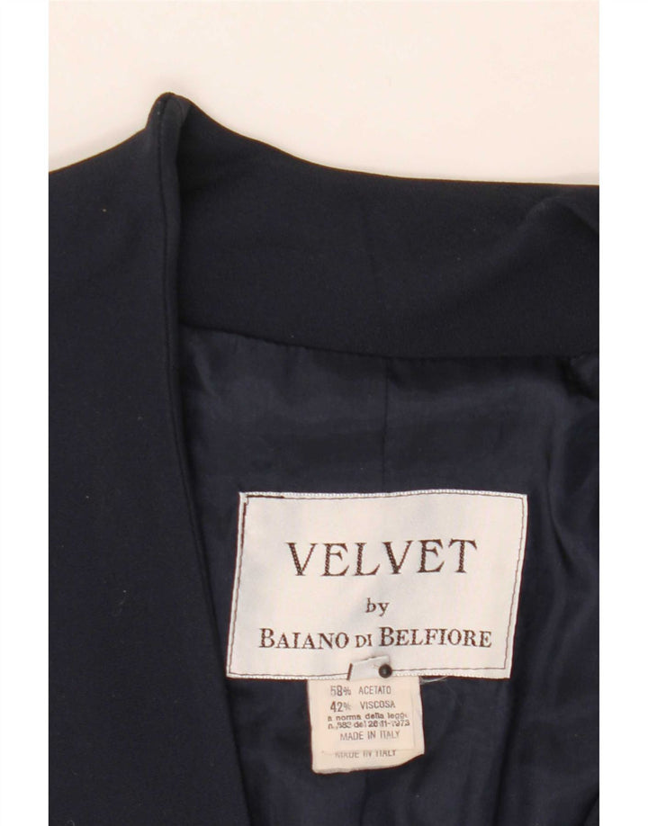 Vintage Womens 3 Button Blazer Jacket IT 46 Large Navy Blue Acetate