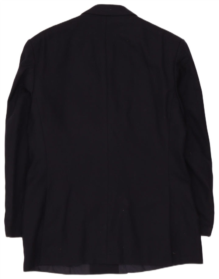 St Michael Mens Double Breasted Blazer Jacket UK 38 Medium Navy Blue Wool