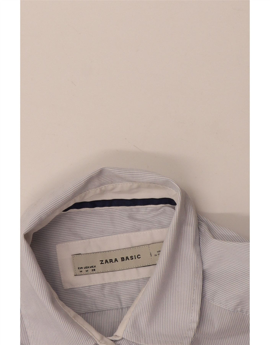 Zara Womens Short Sleeve Shirt UK 14 Medium White Pinstripe