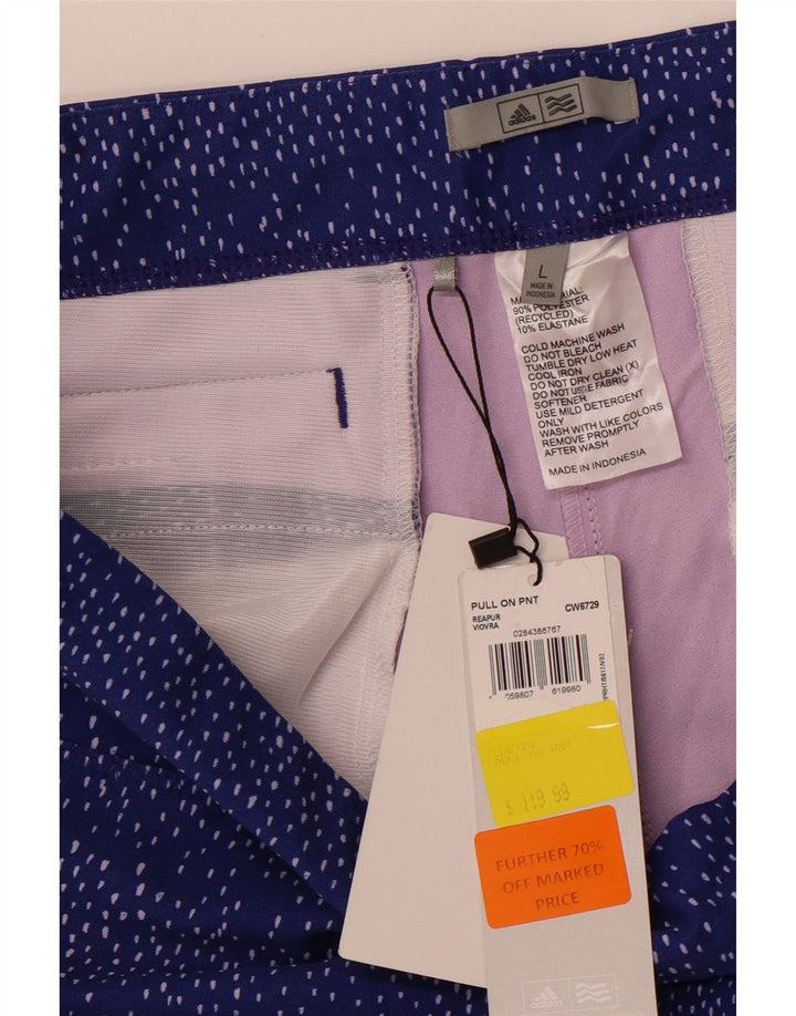 ADIDAS Womens Crop Leggings UK 16 Large  Blue Spotted Polyester