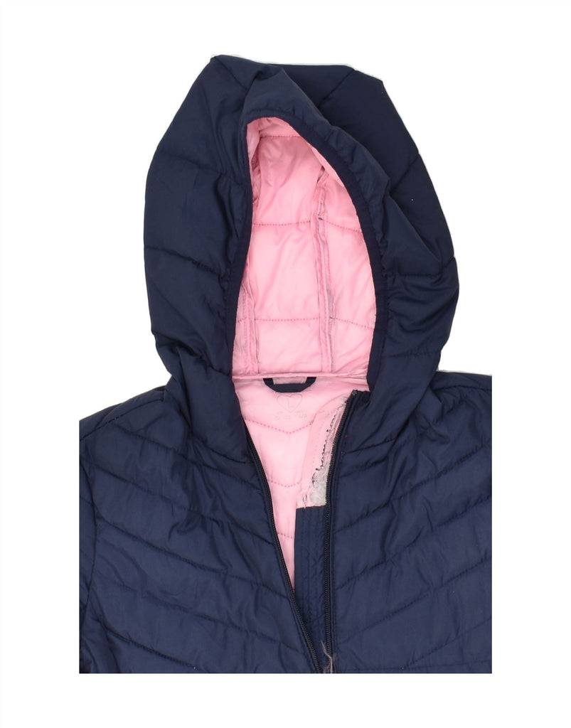 CHAMPION Girls Hooded Padded Jacket 11-12 Years Large Navy Blue Vintage Champion and Second-Hand Champion from Messina Hembry 