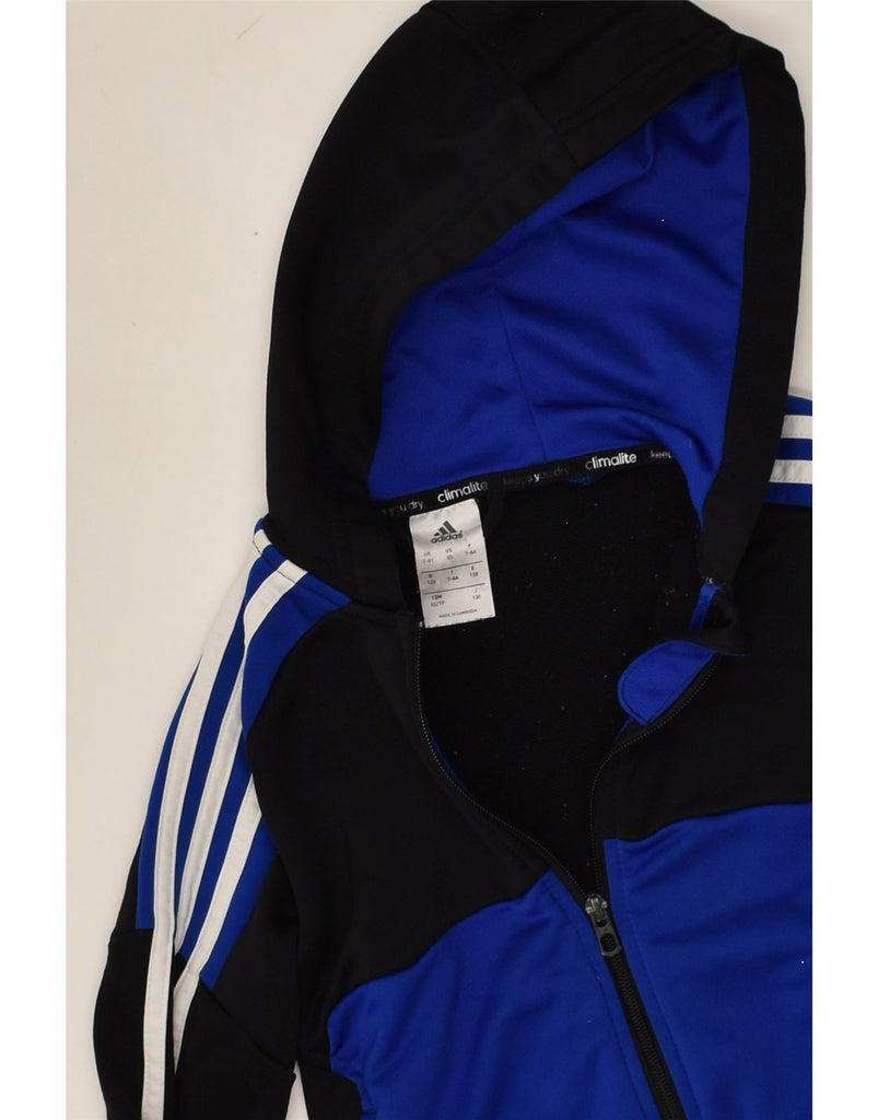 ADIDAS Boys Zip Hoodie Sweater 7-8 Years Black Colourblock Polyester | Vintage Adidas | Thrift | Second-Hand Adidas | Used Clothing | Messina Hembry 