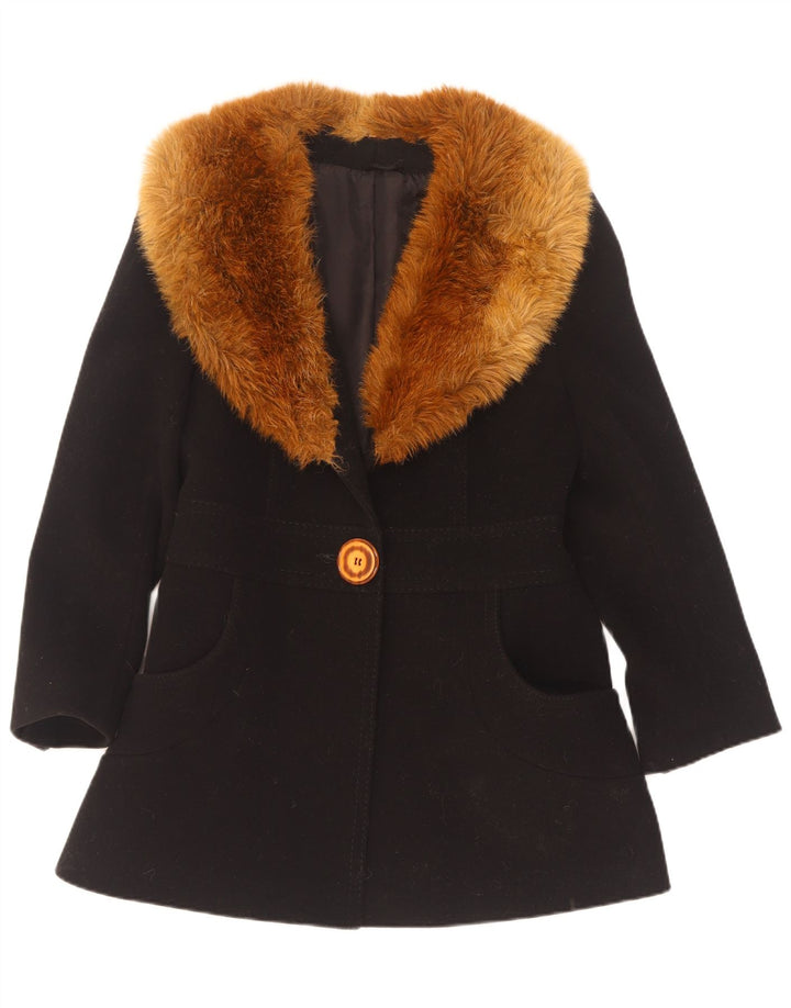 Vintage Womens Overcoat EU 38 Medium Black Wool