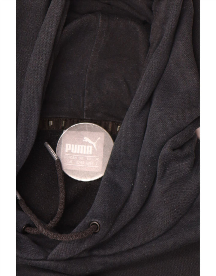 PUMA Mens Hoodie Jumper Large Black Cotton