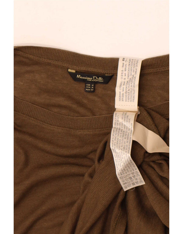 Massimo Dutti Womens Boat Neck Jumper Sweater UK 14 Medium Khaki Lyocell