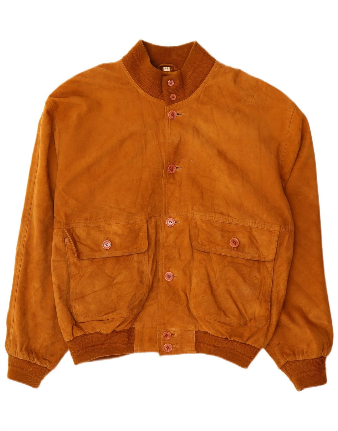 O'Kief Mens Loose Fit Suede Bomber Jacket IT 48 Medium Brown Leather