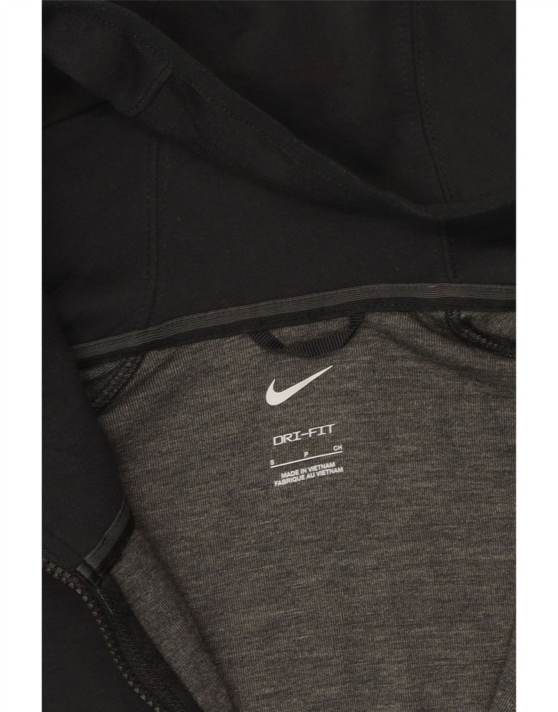 NIKE Mens Dri Fit Graphic Zip Hoodie Sweater Small Black Polyester Vintage Nike and Second-Hand Nike from Messina Hembry 