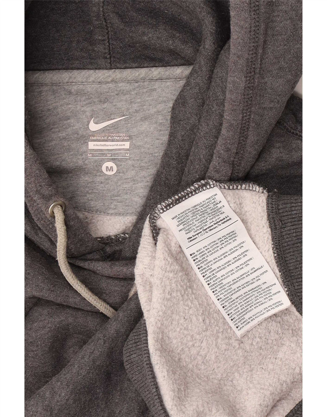 Nike Mens Hoodie Jumper Medium Grey Cotton