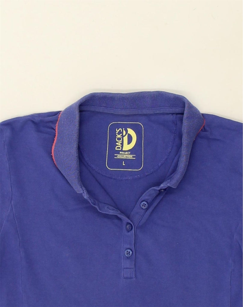 DACK'S Womens Polo Shirt UK 16  Large Blue Cotton | Vintage Dack's | Thrift | Second-Hand Dack's | Used Clothing | Messina Hembry 