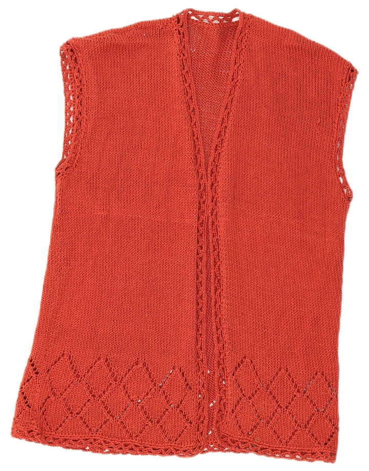 VINTAGE Womens Sleeveless Cardigan Top UK 14 Medium Red