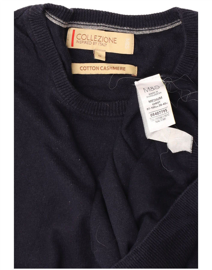 Marks & Spencer Mens Crew Neck Jumper Sweater Medium Navy Blue Cotton