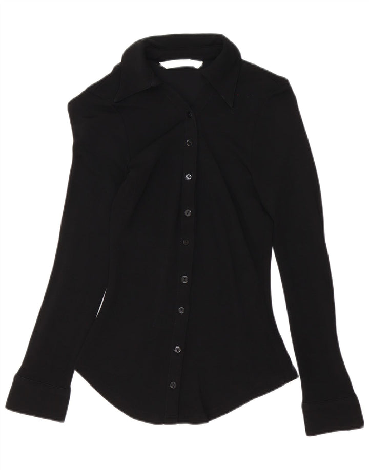 Zara Womens Shirt Blouse UK 6 XS Black Viscose