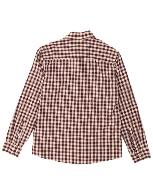 Jack & Jones Mens Shirt Medium Burgundy Gingham Cotton