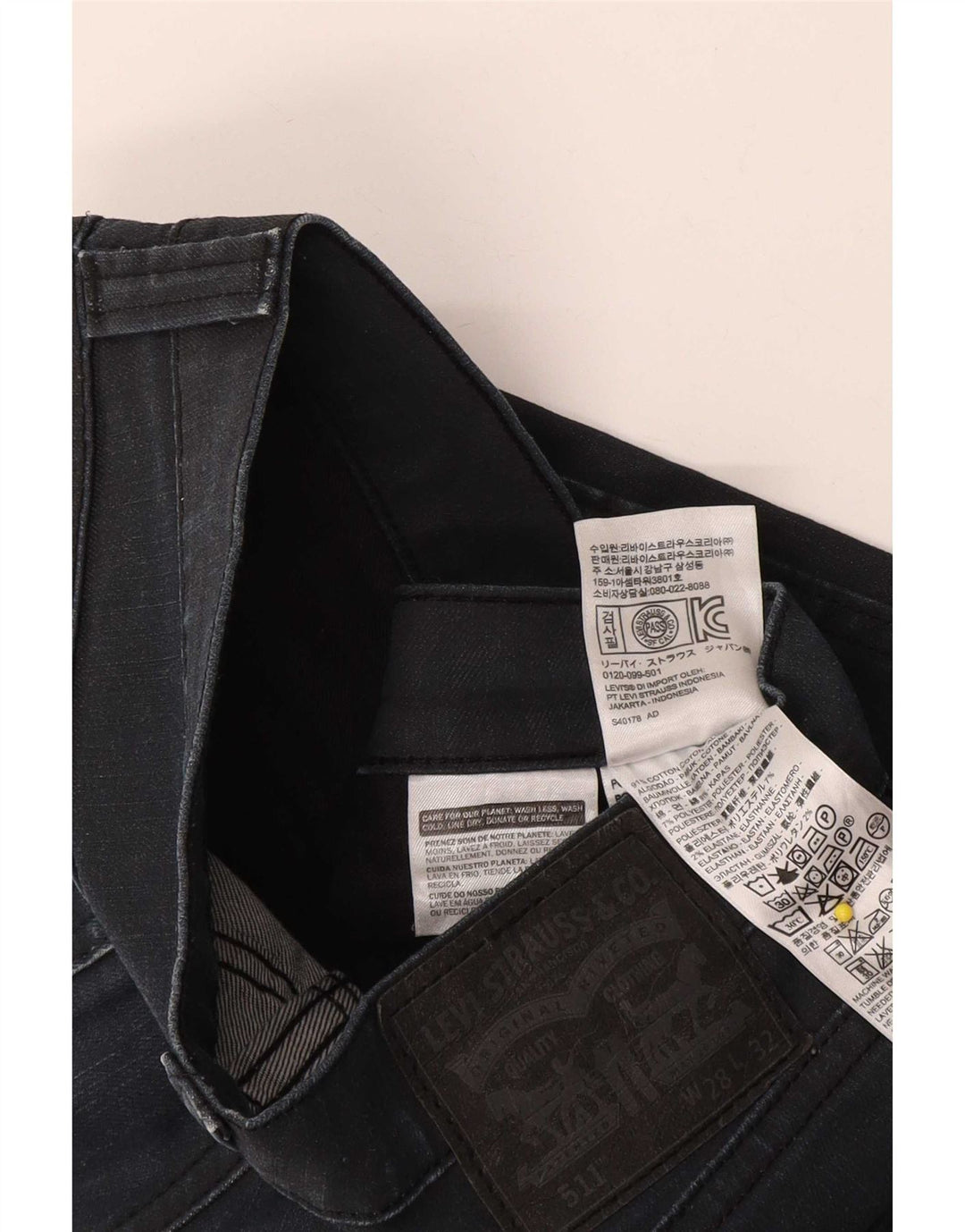 Levi's Mens 511 Slim Jeans W28 L32 Navy Blue Cotton