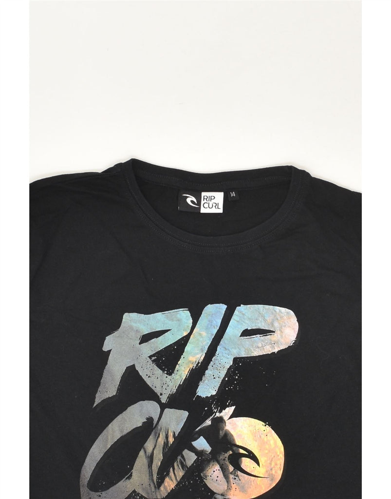 RIP CURL Boys Graphic Top Long Sleeve 13-14 Years Black Cotton | Vintage Rip Curl | Thrift | Second-Hand Rip Curl | Used Clothing | Messina Hembry 