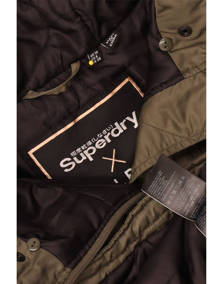 Superdry Womens Hooded Parka Jacket UK 10 Small Green Polyester