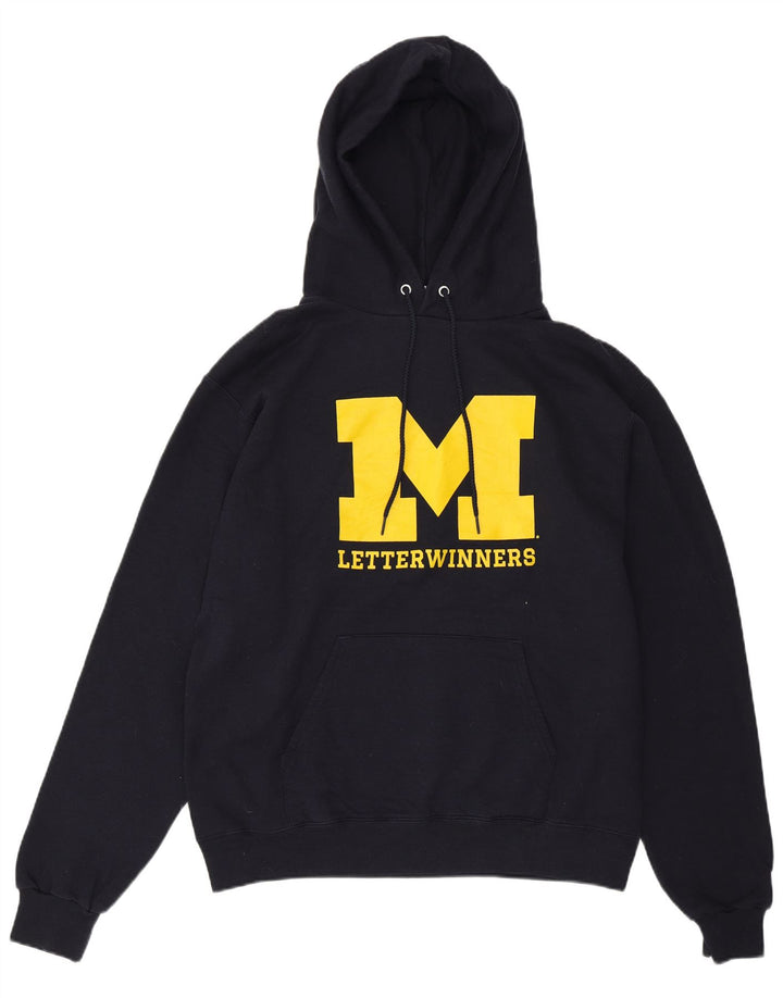 CHAMPION Mens Graphic Hoodie Jumper Medium Navy Blue Cotton
