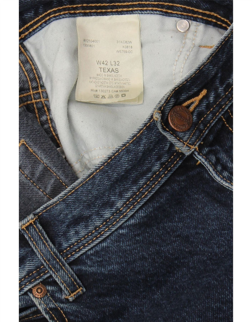 WRANGLER Mens Texas Straight Jeans W42 L32 Navy Blue Cotton Vintage Wrangler and Second-Hand Wrangler from Messina Hembry 
