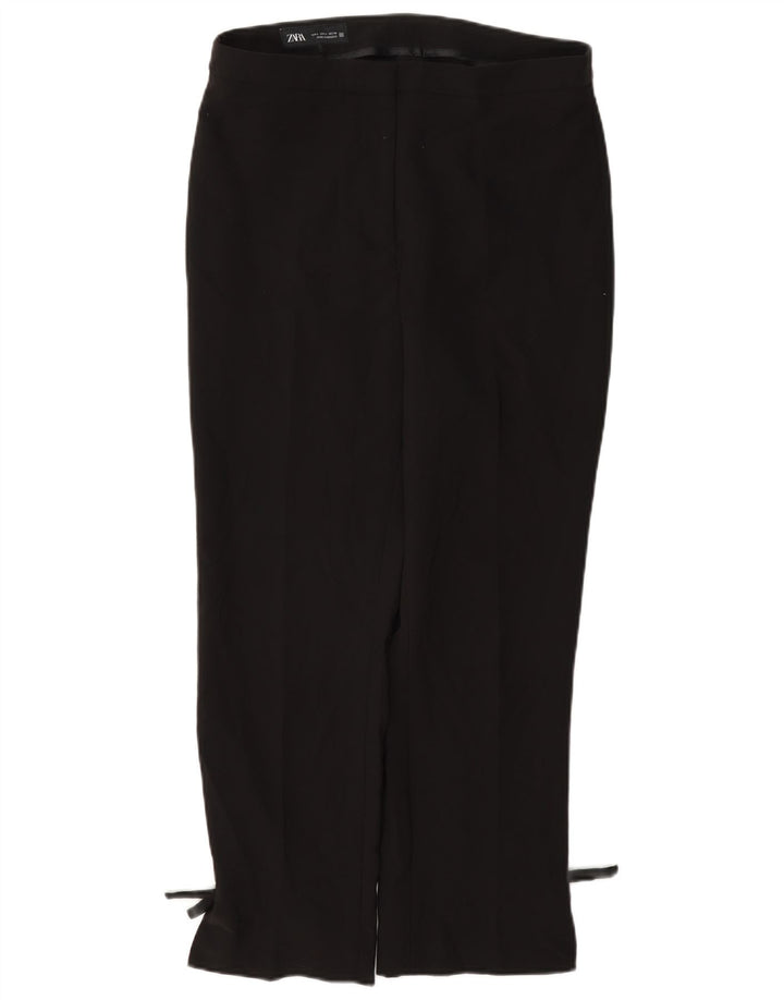 Zara Womens Straight Casual Trousers Large W30 L27 Black Polyester