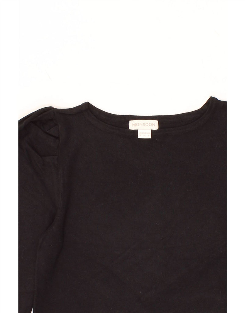 MONSOON Womens 1/2 Sleeve Boat Neck Jumper Sweater UK 8 Small  Black Vintage Monsoon and Second-Hand Monsoon from Messina Hembry 