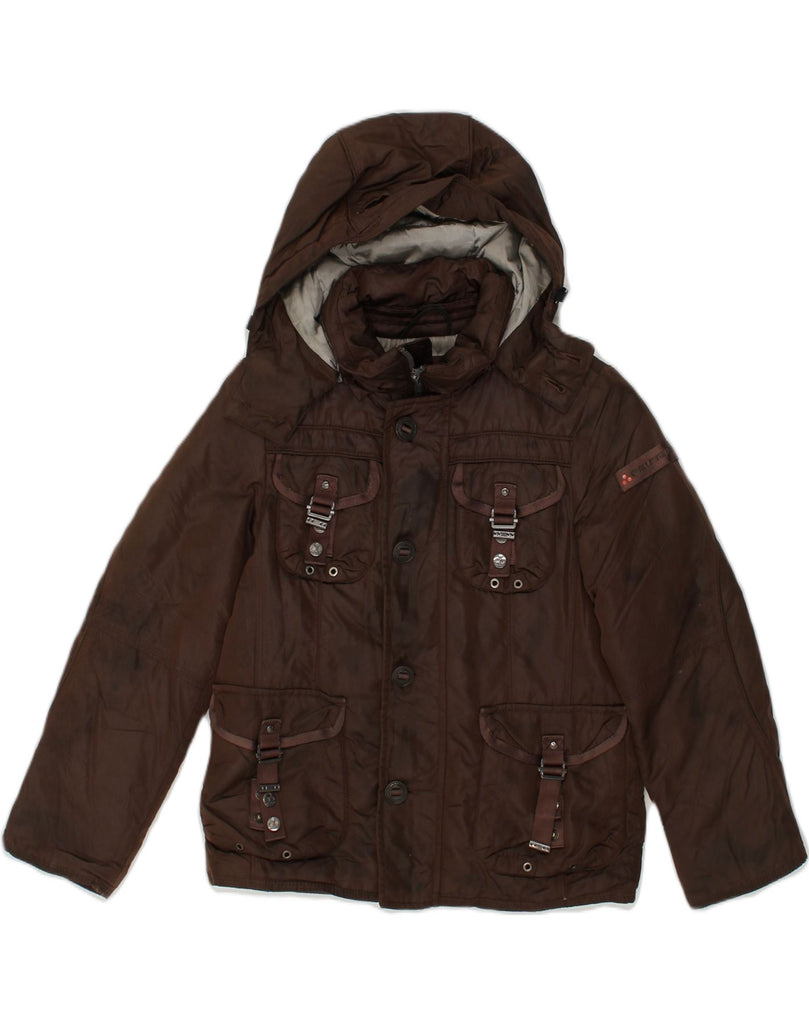 PEUTEREY Boys Hooded Padded Jacket 9-10 Years Medium Brown Polyamide | Vintage PEUTEREY | Thrift | Second-Hand PEUTEREY | Used Clothing | Messina Hembry 