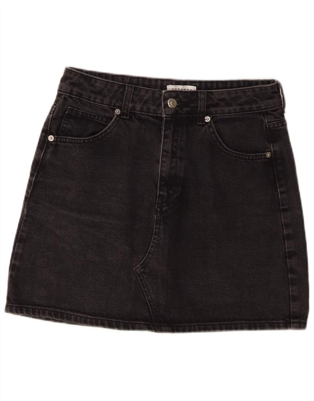 TOPSHOP Womens Denim Skirt UK 10 Small W26  Black Cotton