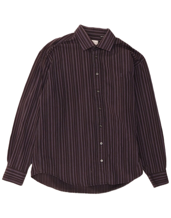 Yves Saint Laurent Mens Shirt XL Purple Striped Cotton