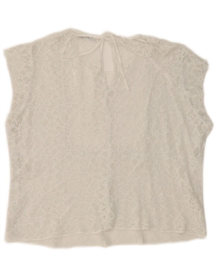 Zara Womens Crop Lace Blouse Top UK 16 Large White