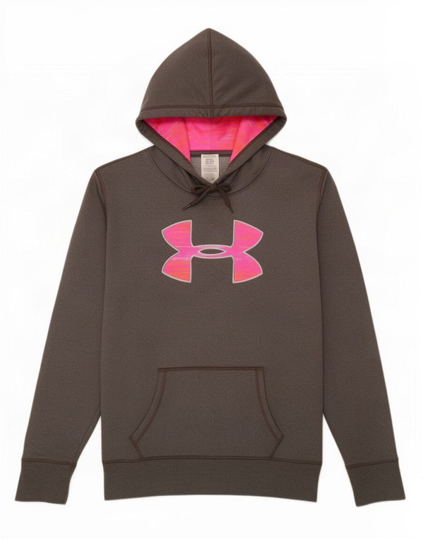 Under Armour Womens Cold Gear Graphic Hoodie Jumper UK 16 Large Grey
