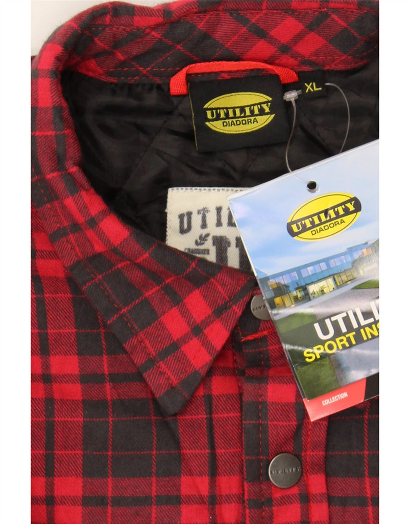 DIADORA Mens Lumberjack Flannel Shirt XL Red Check Cotton Vintage Diadora and Second-Hand Diadora from Messina Hembry 