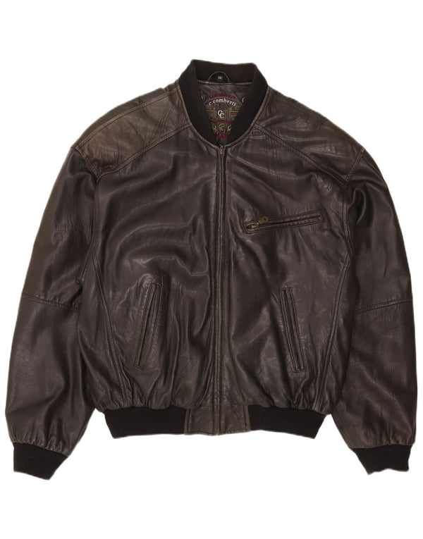 C.Comberti Mens Bomber Leather Jacket IT 50 Large Black Leather
