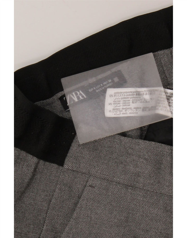 Zara Womens Straight Chino Trousers Small W26 L27 Grey Polyester