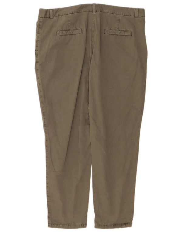 Marks & Spencer Womens Regular Chino Trousers UK 18 XL W38 L28 Khaki Cotton