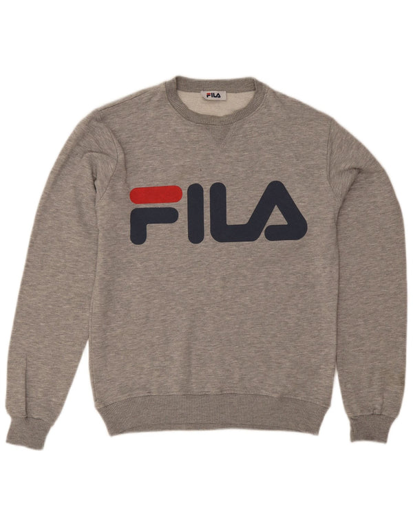Fila Mens Graphic Sweatshirt Jumper Small Grey Flecked Cotton