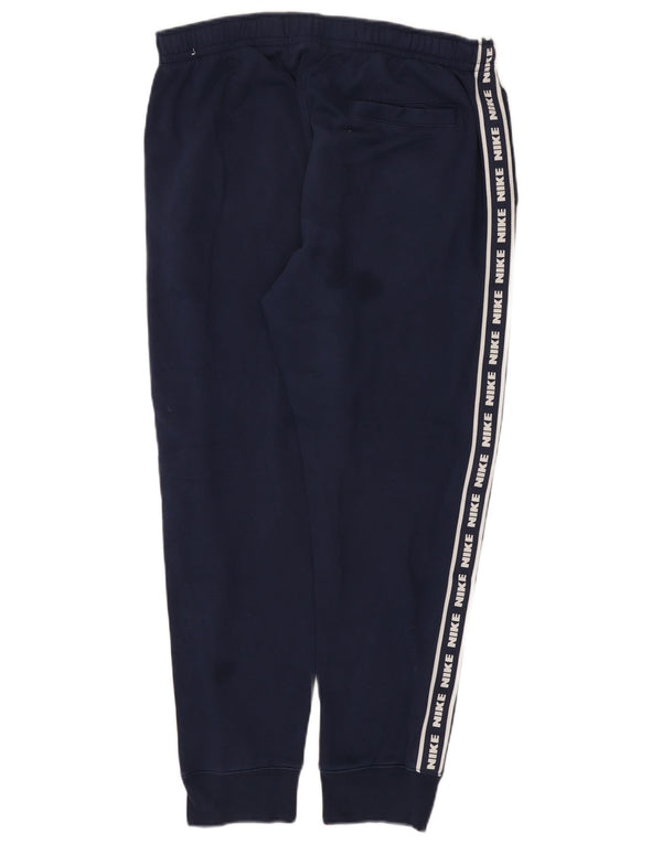 Nike Mens Graphic Tracksuit Trousers Joggers Large Navy Blue Cotton